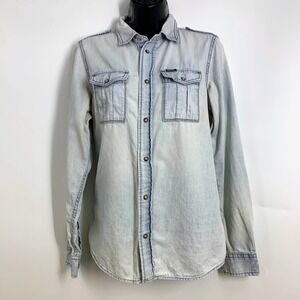 Diesel Men's Light Wash Denim Shirt Long Sleeve Button Down Western Style Size S